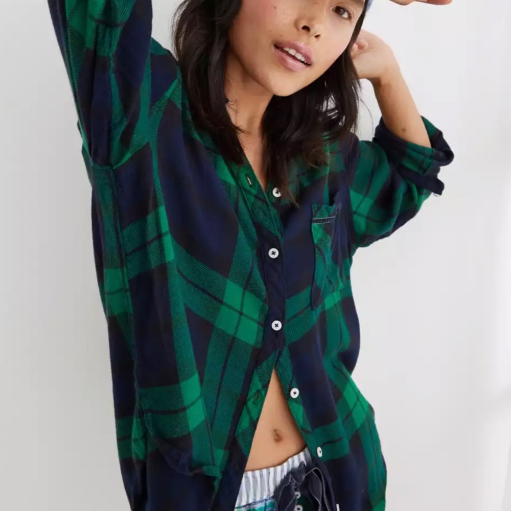 Aerie Flannel Boyfriend Pajama Top
